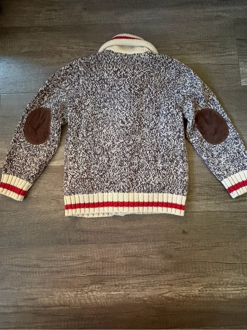 Kids Roots Salt and Pepper Collar Cardigan with Red Accents - Picture 3 of 4